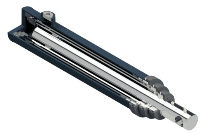 Pracovní mechanismus teleskopických hydraulických válců