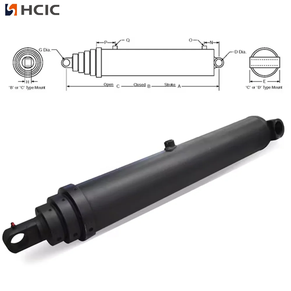 3-stupňový dvojčinný teleskopický hydraulický válec